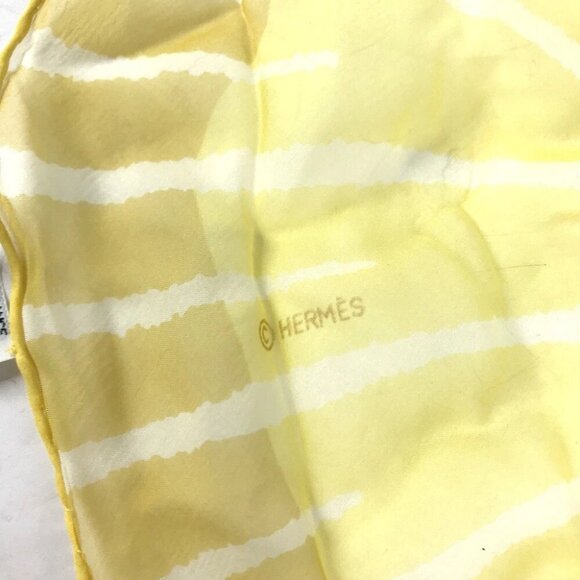 HERMES triangle Triangle stripe Scarf silk yellow - Picture 11 of 13